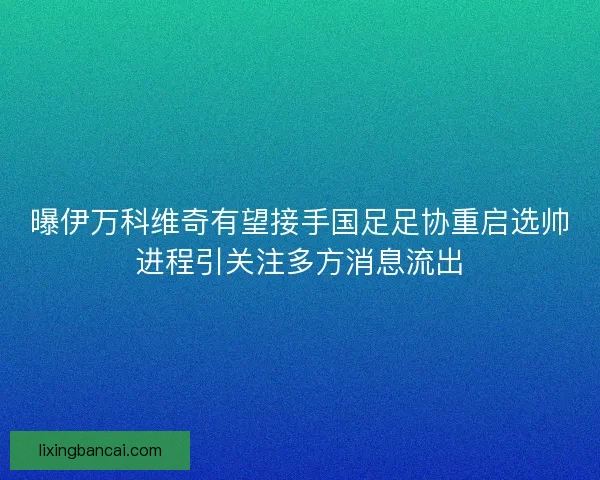 曝伊万科维奇有望接手国足足协重启选帅进程引关注多方消息流出 曝伊万科维奇有望接手国足足协重启选帅进程引关注多方消息流出